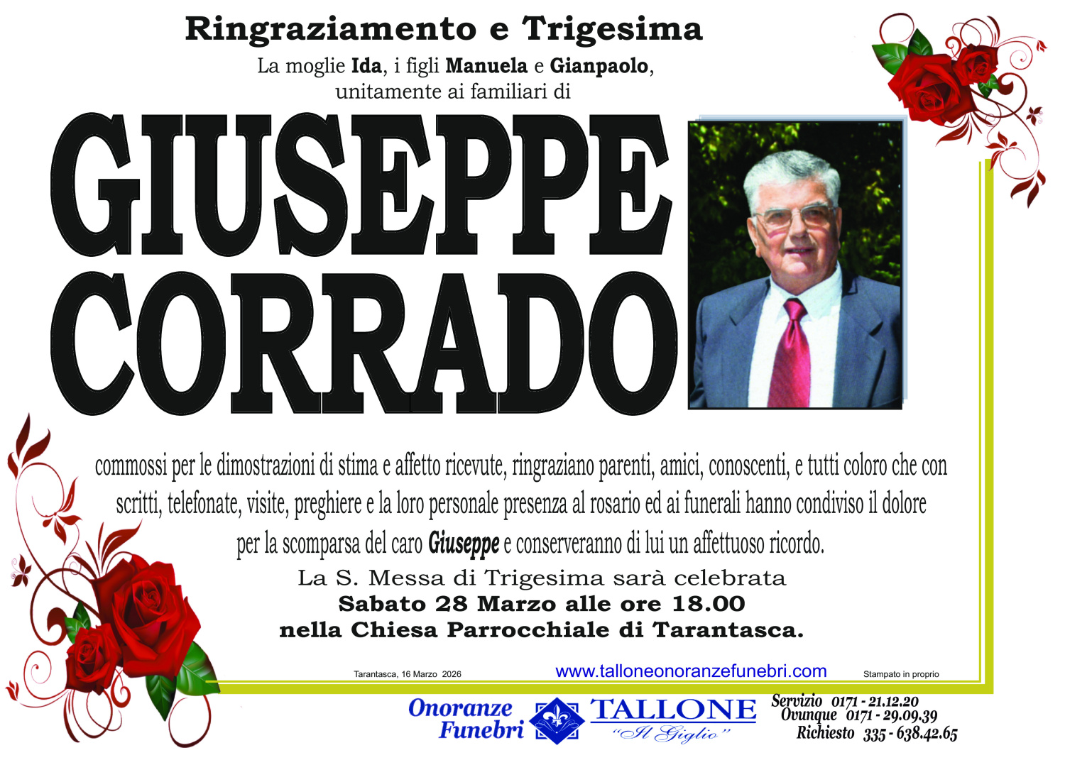 <br />
<b>Warning</b>:  Undefined variable $info in <b>/home/tallone/public_html/ringraziamenti.php</b> on line <b>68</b><br />
Giuseppe Corrado